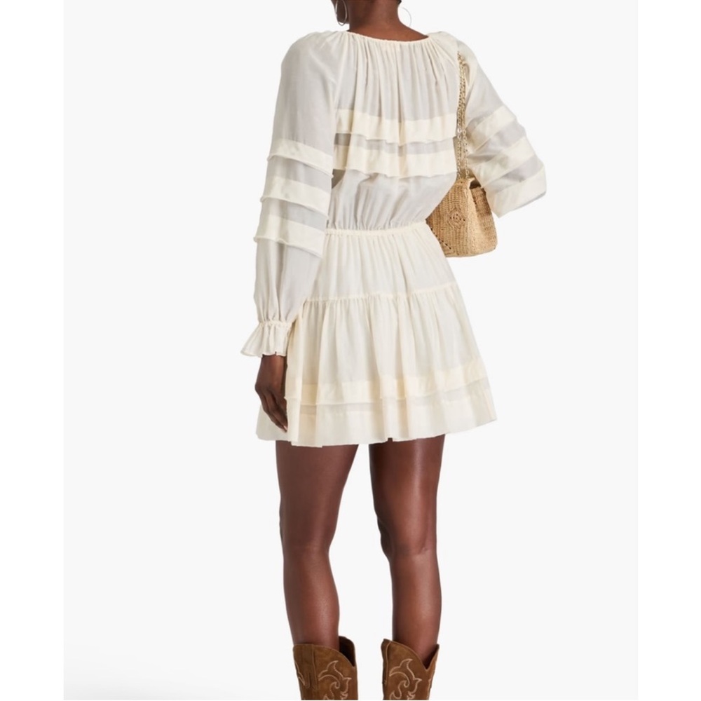 Ulla Johnson NWOT Polly Ruffled Longsleeve Ivory Mini Dress Size 6 - Picture 2 of 9